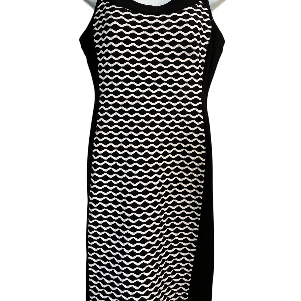 R&M Richards | Black and White Sleeveless Bodycon Dress | Knee Length - Picture 2 of 3